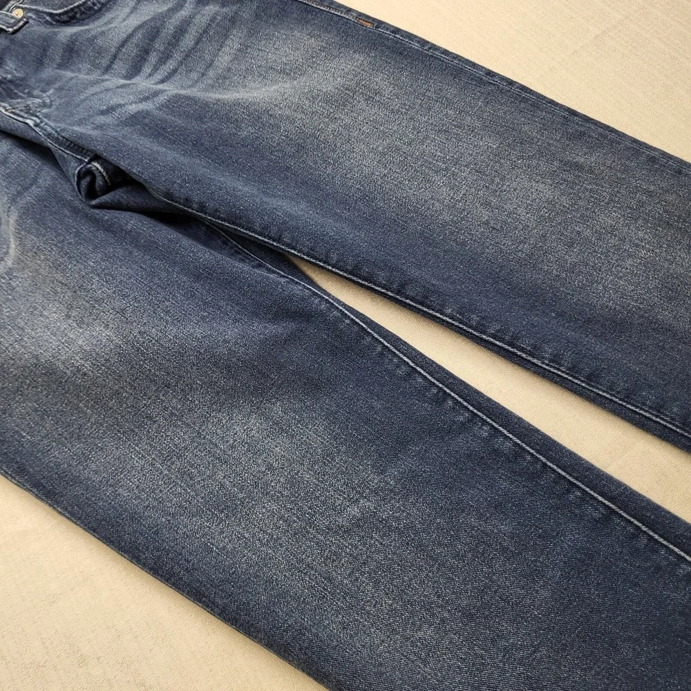 New True Religion Jeans Mens 34/32 Rocco Relaxed Skinny Flap Stretch Blue Faded